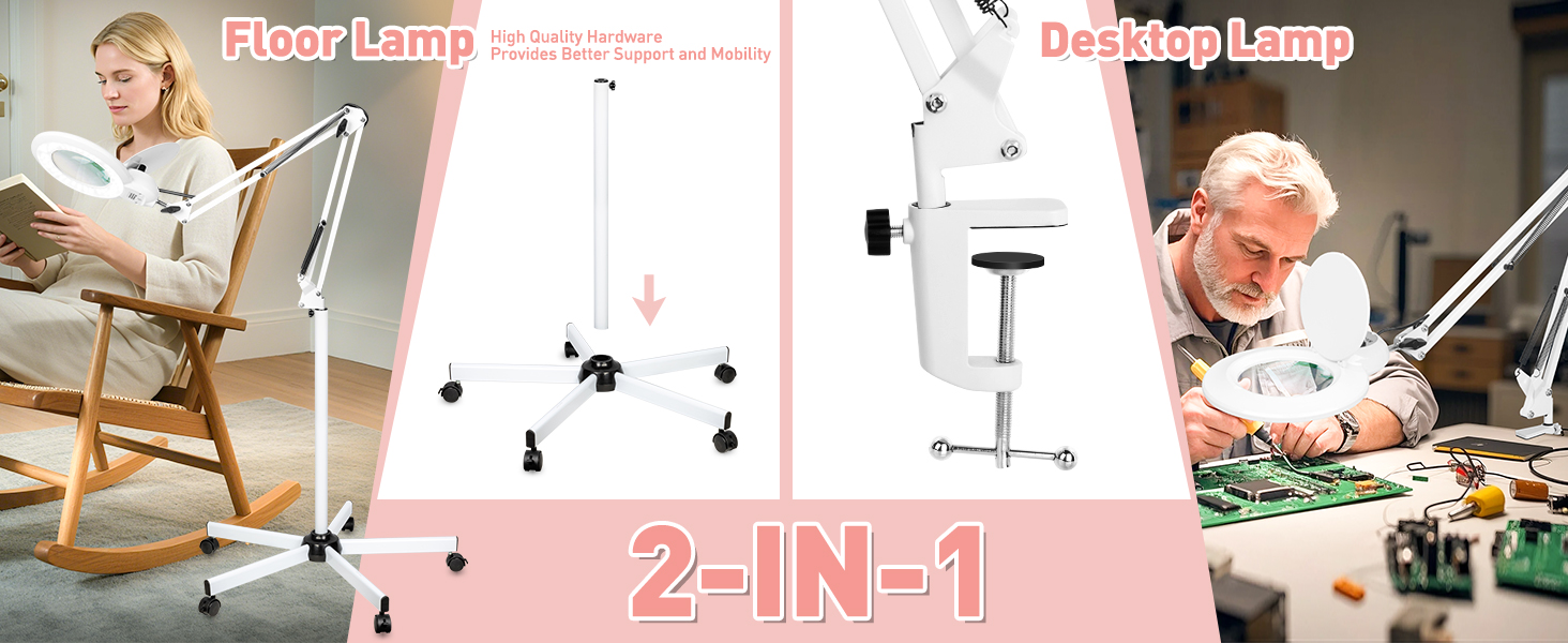 magnifying floor lamp with light
