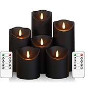 Fo32won Flameless Flickering Candles with Remote, Black Battery Operated Candles with Timer, Set ...