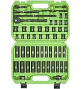 SUNHZMCKP 3/8" Drive Impact Socket Set, 52 Piece Standard SAE (5/16-3/4 inch) and Metric (8-22mm)...