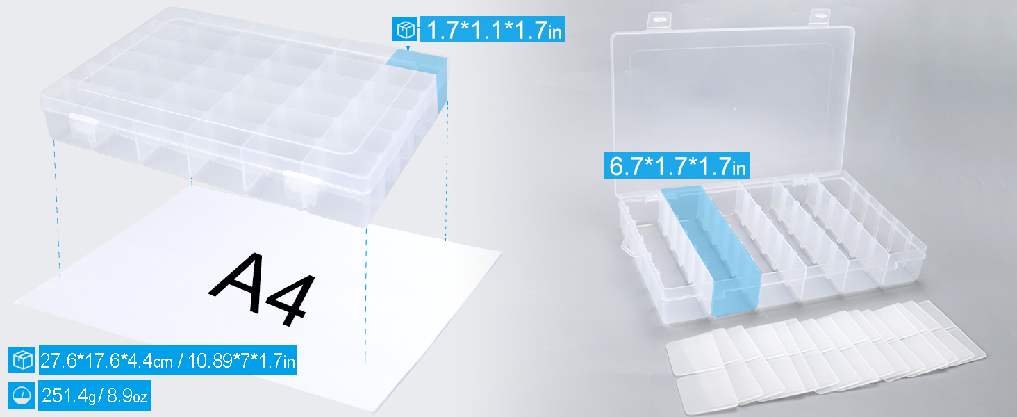 36 Grids Clear Box, 4 Pack