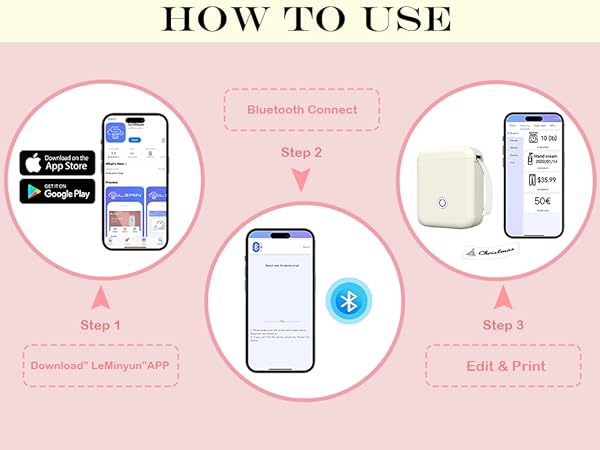 Label Maker Machine with Tape Bluetooth Label Printer, Portable Thermal Printer,Sticker Maker