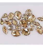 Sew on Rhinestones with Claws, Champagne Rhinestones Mixed Shapes Glass Rhinestones for Crafts, C...