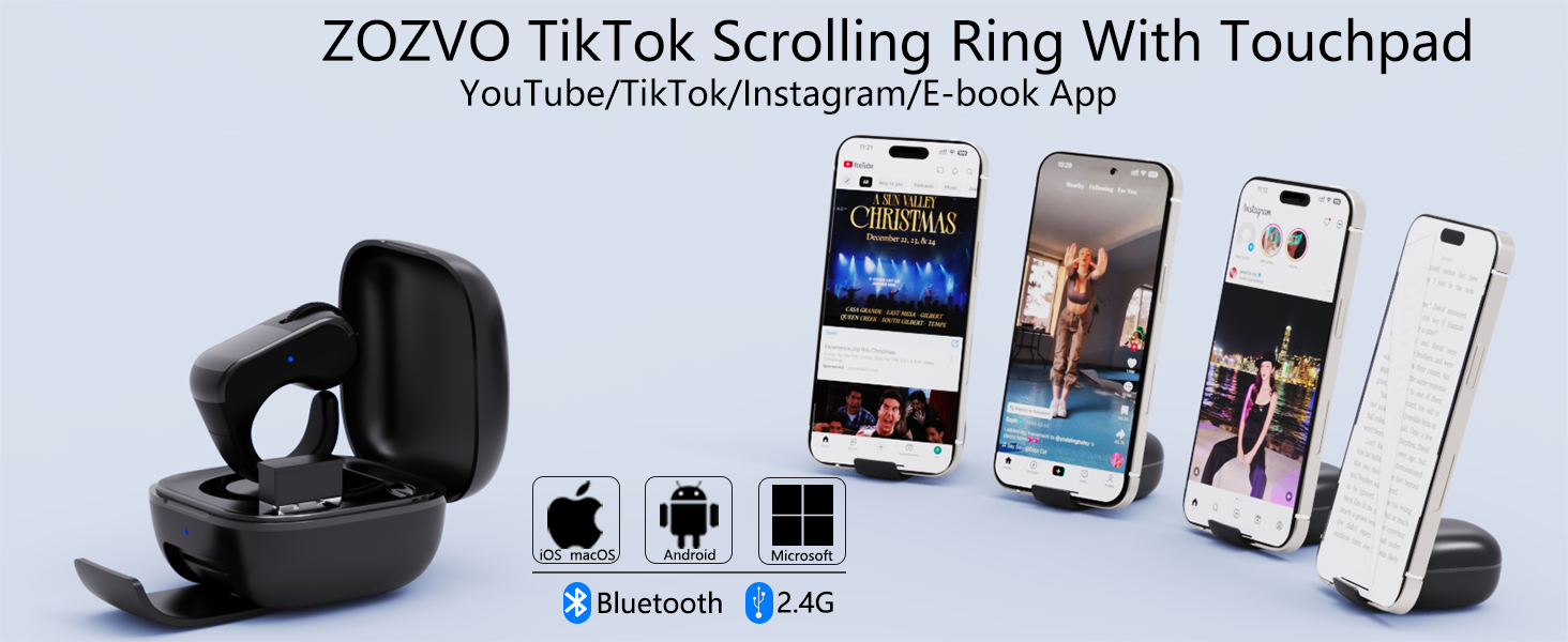 ZOZVO Tiktok Scrolling Ring With Touchpad