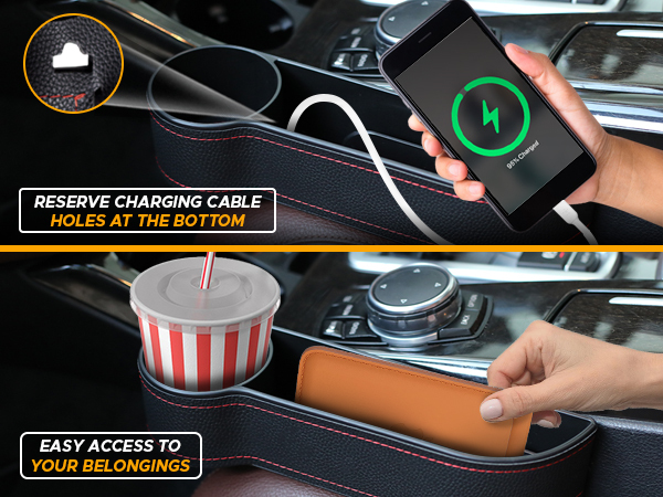 Seat Gap Filler Organizer With Cupholder