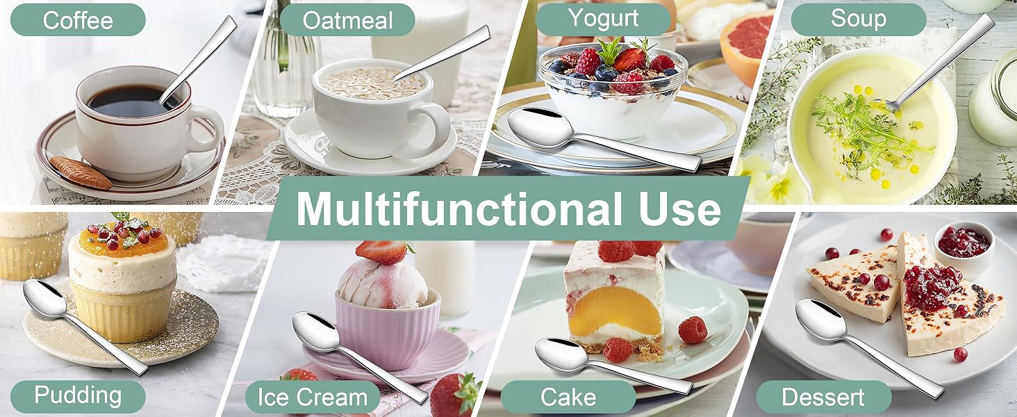 stirring coffee, tea, milk, soup, Also great for yogurt, pudding, cake, ice cream, jelly