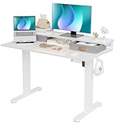 Claiks Electric Standing Desk with 2 Drawers, Adjustable Standing Desks with Storage, Height Adju...