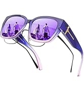LVIOE Polarized Fit Over Sunglasses for Women Men Oversized Square Over Glasses Sunglasses with U...