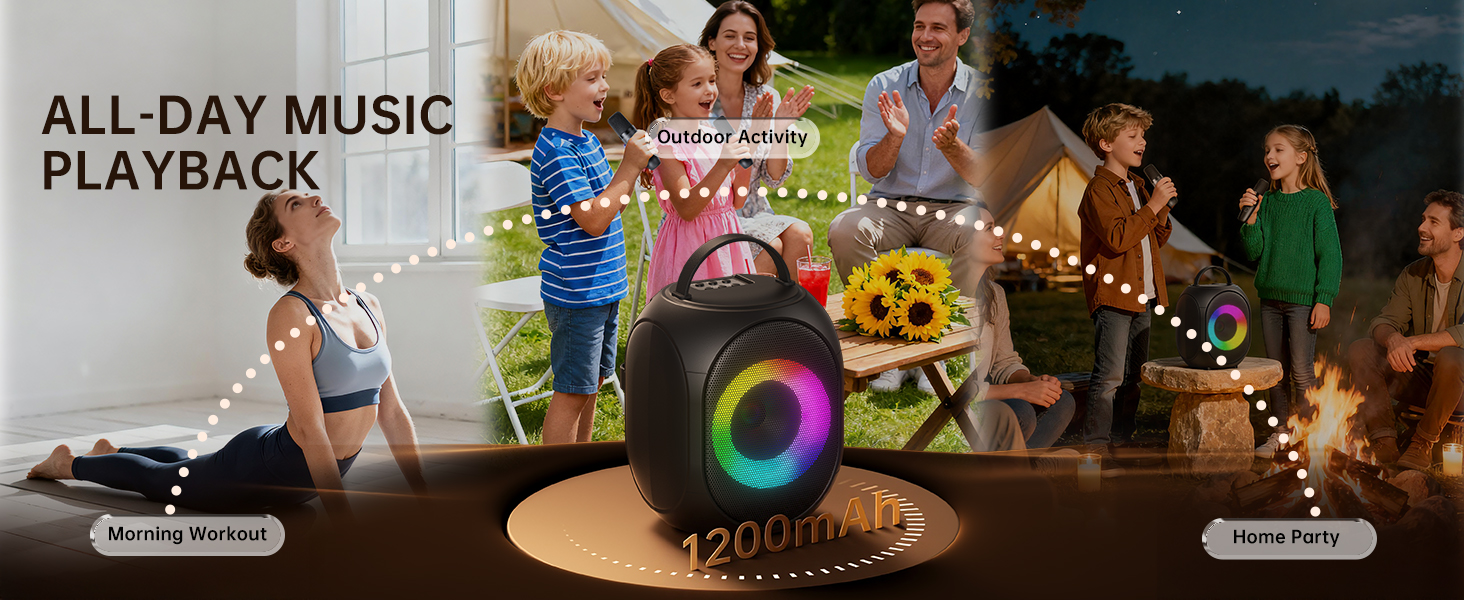 Karaoke Machine for Adults &amp;amp; Kids Portable Bluetooth Karaoke Speaker with 2 Wireless Microphones