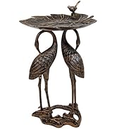 Oakland Living 5608-AB Antique Bronze Cranes &amp; Lily Aluminum Birdbath