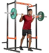 Sunny Health &amp; Fitness Power Zone Cage - 1000 LB Weight Capacity, Spotter Bar, Angled Pull-Up Bar...