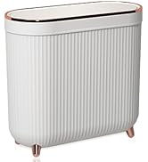 Yatmung Small Bathroom Trash Can with Lid - Slim Decorative Garbage Can - Press-Top Trash Bin for...