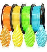 1.75mm Silk Shiny PLA 4 in 1 Bright Colors Bundle Pack: Silk Yellow/Lime Green/Orange/Sky Blue, E...