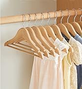 SONGMICS Kids Wooden Hangers 20 Pack, Solid Wood Baby Hangers, Children's Coat Hangers with Pants...