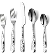 Hammered Silverware Set, EUIRIO 20-Piece Heavy Duty Cutlery Set for 4, Stainless Steel Flatware S...