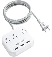 LENCENT 2 Prong Power Strip, 3 Prong to 2 Prong Outlet Adapter, 6.6ft Braided Extension Cord with...