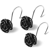 Litabel Rose Shower Curtain Hooks 12PCS,Rose Home Decorative Shower Curtain Hooks Metal Rustproof...