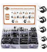 126 Pcs 10 Sizes Cable Clamps, 304 Stainless Steel Pipe Clamps 1/4" 5/16" 3/8" 1/2" 5/8" 3/4" 1" ...