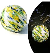 Lily's Home Gazing Ball - 10" Green Glass Globe with Solar Powered Lights - Outdoor Solar Lights ...