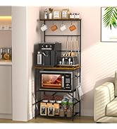 4 Tier Coffee Bar Station, Kitchen Stand with 8 S-Shaped Hooks, Large Space Coffee Station Table,...