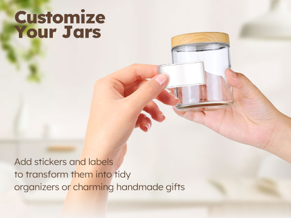 Glass Jars with Plastic Woodgrain Lids