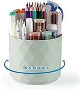 Desk Pencil Pen Holder, 5 Slots 360-Degree Rotating Desk Organizer, Diamond Pattern Desktop Stora...