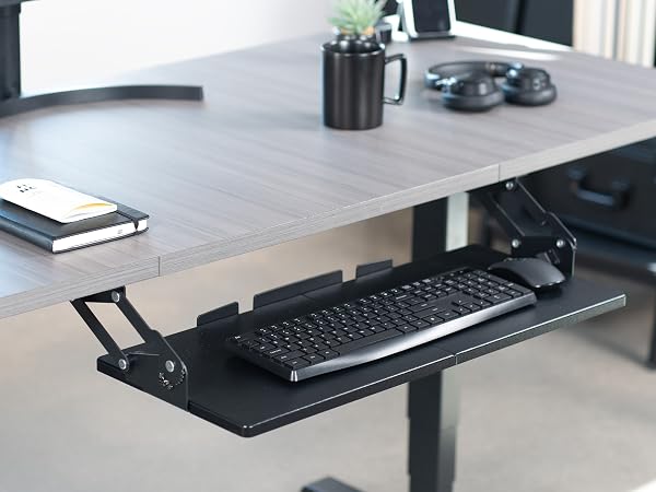 Under Desk Keyboard Tray with Swinging Height Adjustment