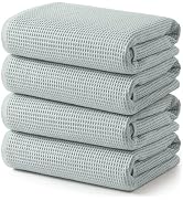 ecolook 4 Piece Waffle Bath Towel Set, 100% Cotton Lightweight &amp; Quick-Dry Bath Towels, Ultra-Abs...
