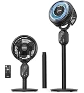 GRIDR Fan For Bedroom, Pedestal Fans 90°+90° Smart Oscillating, Standing Fans for Home 12 Speeds,...