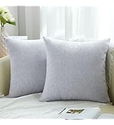 decorUhome Decorative Throw Pillow Covers 18x18 Set of 2, Farmhouse Textured Chenille Square Pill...