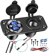 12V USB Outlet Cigarette Lighter Socket Splitter, 2 in 1 Marine Power Outlet Panel with 20W PD Ty...