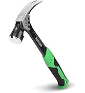 HURRICANE 20 oz Claw Hammer with Magnetic Nail Holder, Straight Rip Claw Hammer with Shock-Absorb...