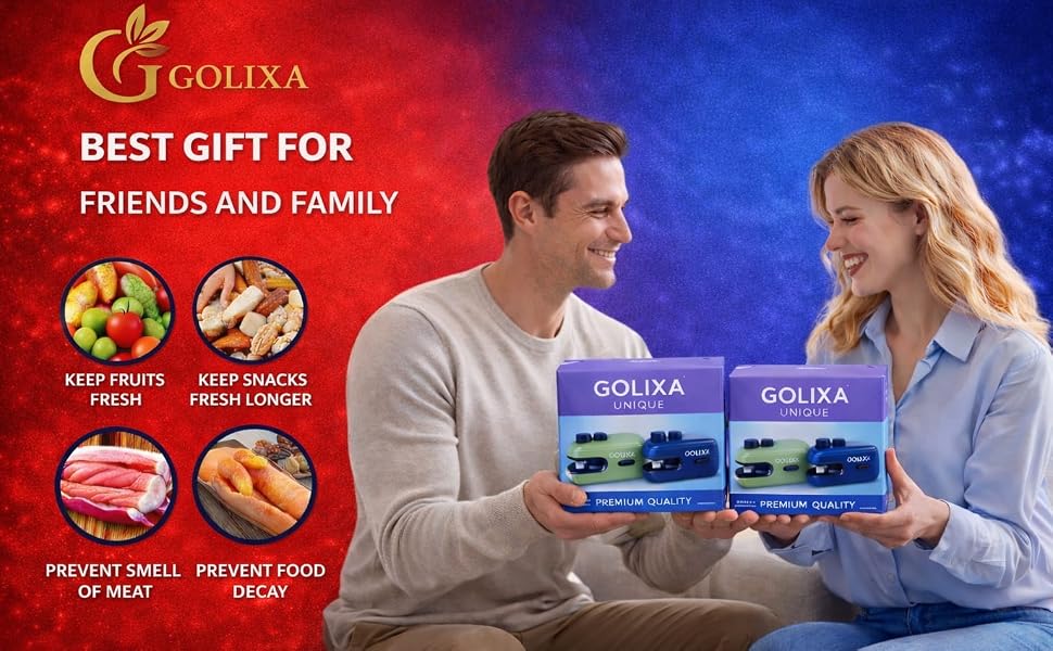 GOLIXA rechargeable mini bag sealer with cutter, USB-C chip bag resealer, 2-pack