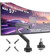 WALI 24-57" Monitor Arm, Heavy Duty Gas Spring Desk Mount for Ultrawide Flat and Curved Screen Up...