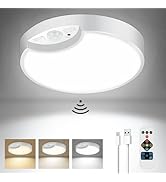 Battery Operated Motion Sensor Ceiling Light, Rechargeable Battery Powered Closet Light with Remo...