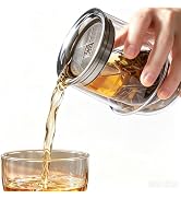 Moyufoby Double-Layer Insulation Glass Teapot with Infuser 12OZ | Tea Infuser Bottle for Loose Le...