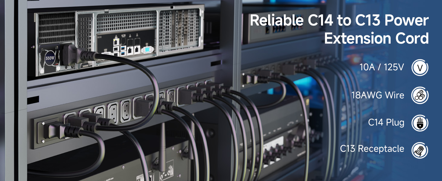 Cable Matters c14 to c13 power cord for pdu and ups connections