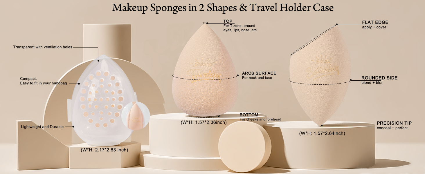 Real Perfection Makeup Sponge Set Blender Sponges Beauty Makeup Sponges 7 pcs with 1 Container Case