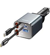 Retractable Car Charger 84W Car Charger USB C for iPhone 16 17 Pro Max Fast Charging [PD45W Dual ...