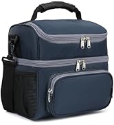 FlowFly Double Layer Cooler Insulated Lunch Bag Adult Lunch Box Large Tote Bag for Men, Women, Wi...