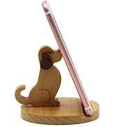 Amamcy Cute Dog Cellphone Holder Stand Wooden Smartphone Desk Holder for All Mobile Phones Animal...