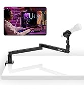 ULANZI LS26 Low Profile Mic Arm, Aluminum 360° Rotatable Foldable Microphone Low Arm Desk Mount f...