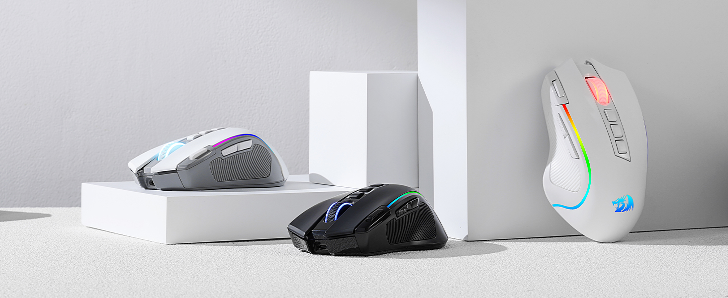 Redragon M612 Pro mouse with three color options for gaming setups matches personal style