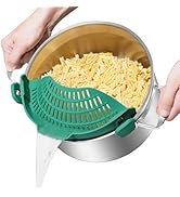 AUOON Oversized Pot Strainer Clip on Silicone - Family-Style Design Pasta Strainer Heat Resistant...