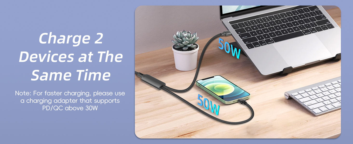 2 in 1 USB C Multi Charging Cable