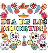 Day of The Dead Cutouts Dia De Los Muertos Classroom Bulletin Board Decorations Colorful Skull Ha...