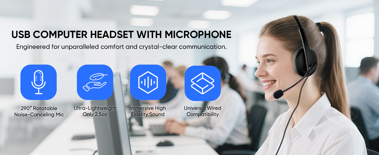 USB Headset with Microphone