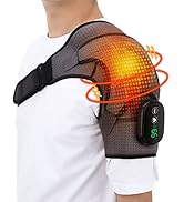 Heated Shoulder Wrap with Vibration, Upgrade Electric Shoulder Heating Pad Massager, Massage Heat...