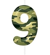 Camo Birthday Candles Number 9 Candle for Camo Hunting Cake Topper, Birthday Anniversary Party De...