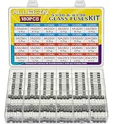 ALLECIN 24 Values 250V Fast Blow Glass Fuses Assortment Kit 0.5A 1A 2A 3A 4A 5A 6A 7A 8A 10A 15A ...