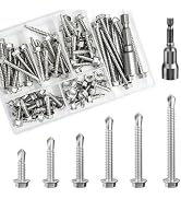 Wensilon (75Pcs) Hexagon Head self-Drilling Screws kit for Sheet Metal 410 Stainless Steel - 410 ...